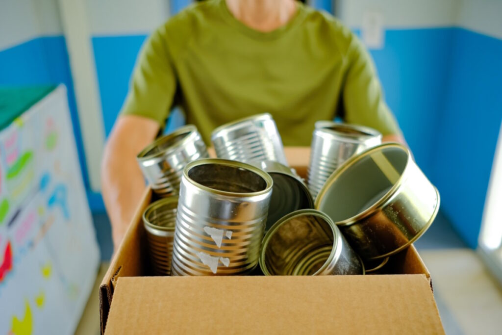 DIY metal recycling sort metal cans